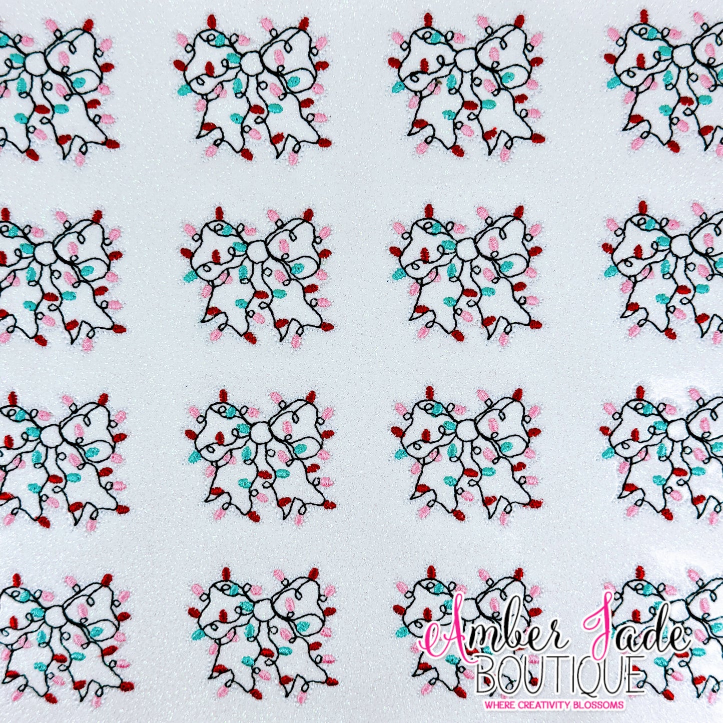 Christmas Lights Coquette Bow - Pink Christmas