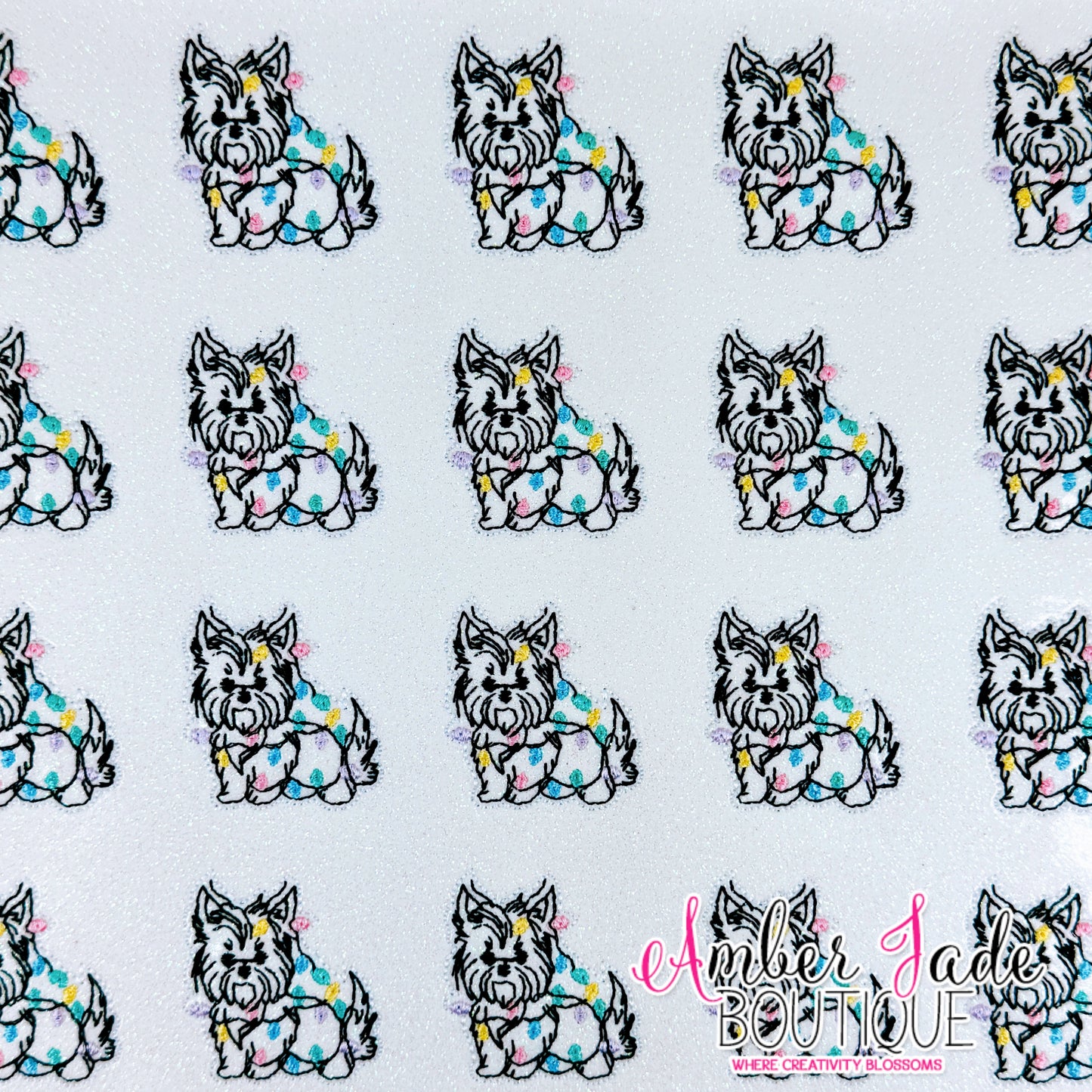 Yorkie Christmas Lights - PASTEL