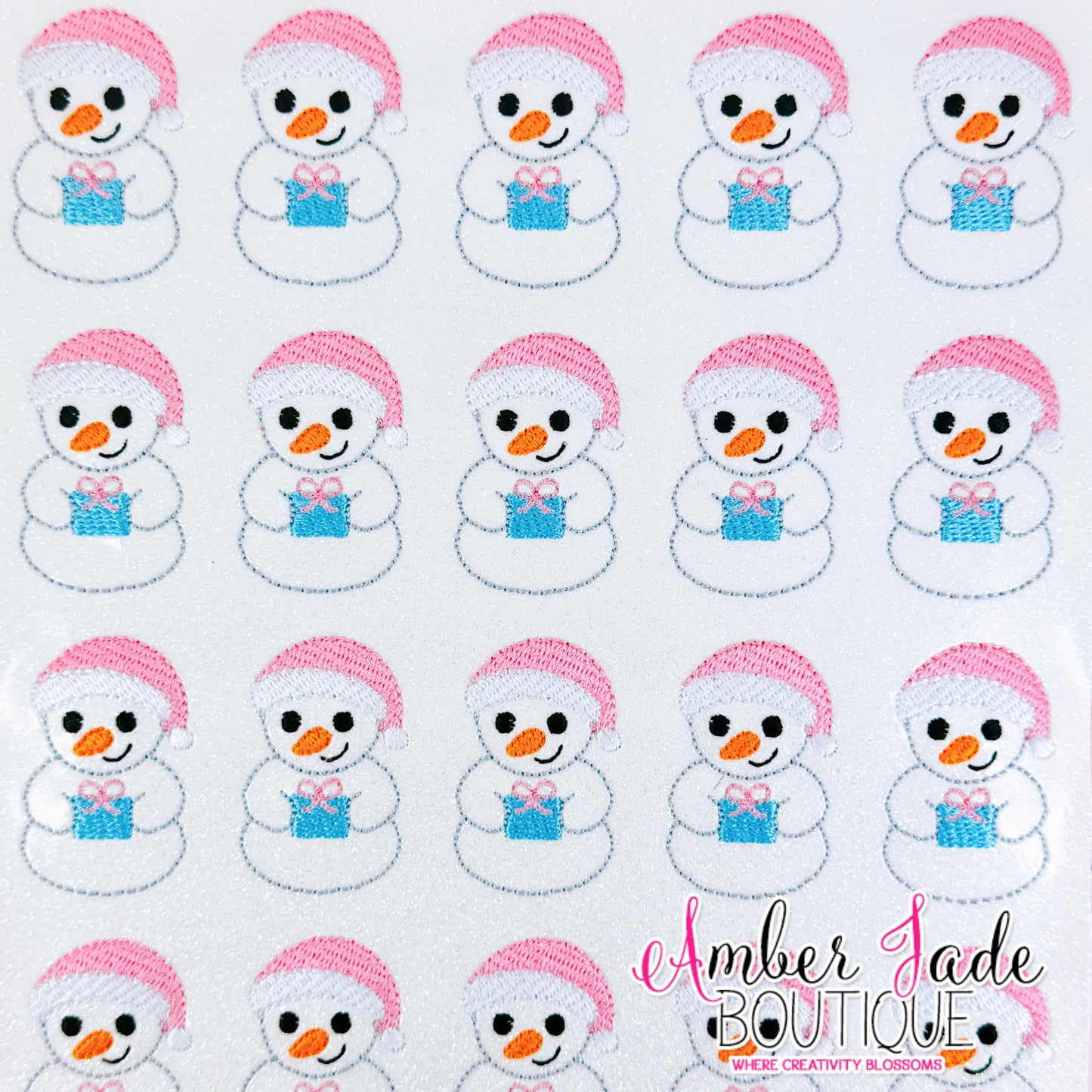 Santa Hat Snowman Gift - Pink & Blue