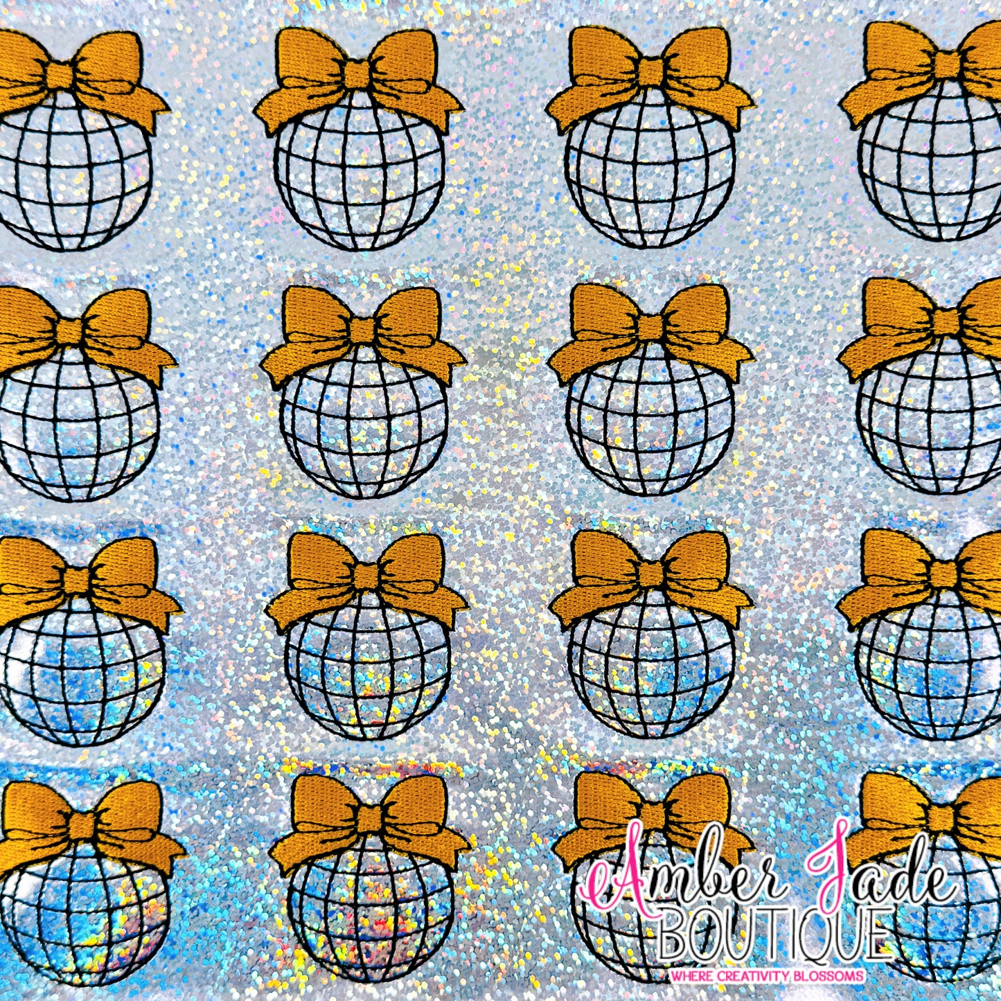 Disco Ball - Gold Coquette Bow