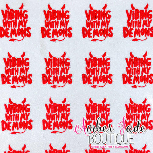 Vibing With My Demons - White/ Hot Pink