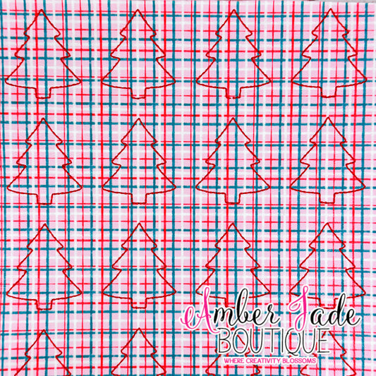 *LIMITED* Christmas Tree Silhouette - Pink Plaid