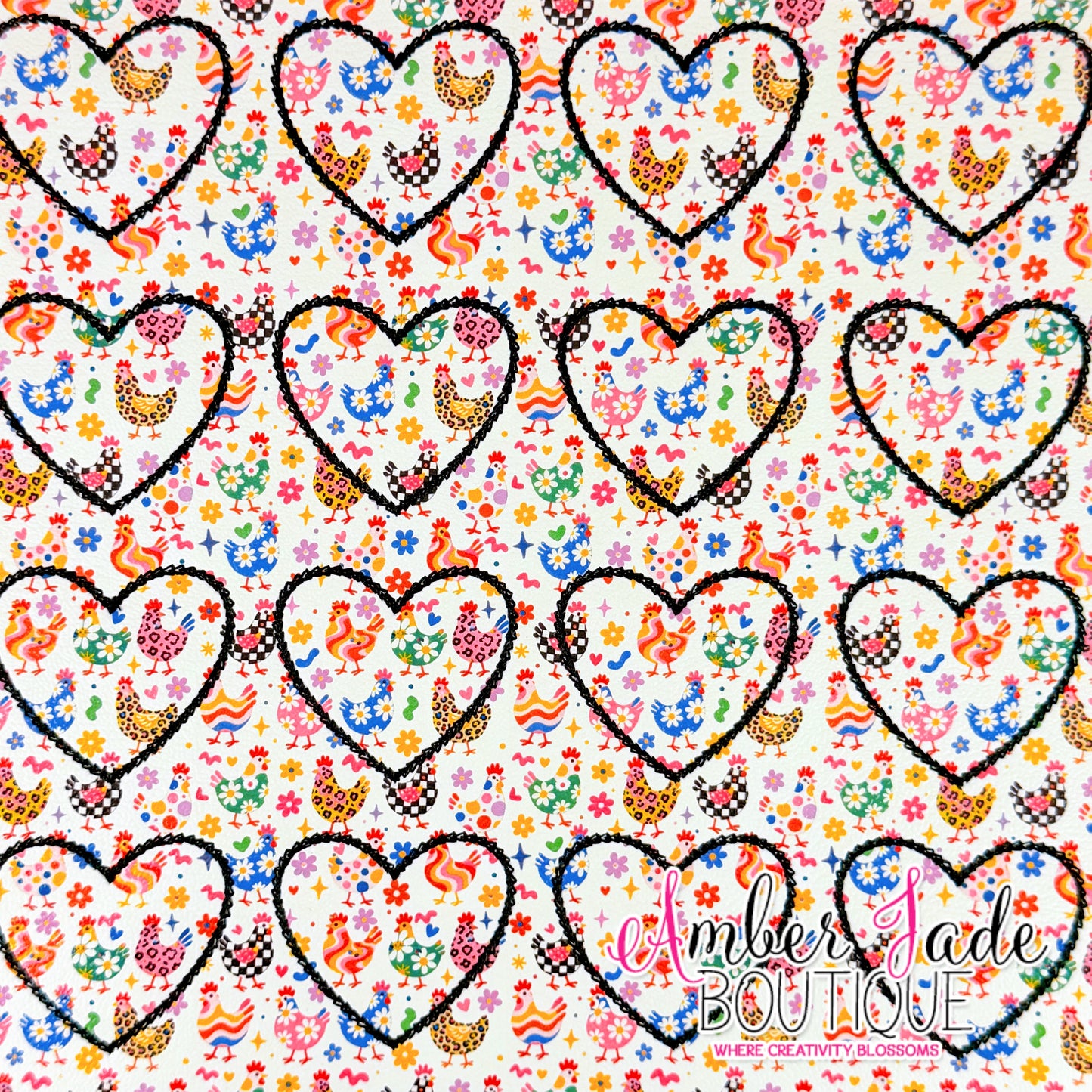 *LIMITED* Heart -Funky Retro Chickens