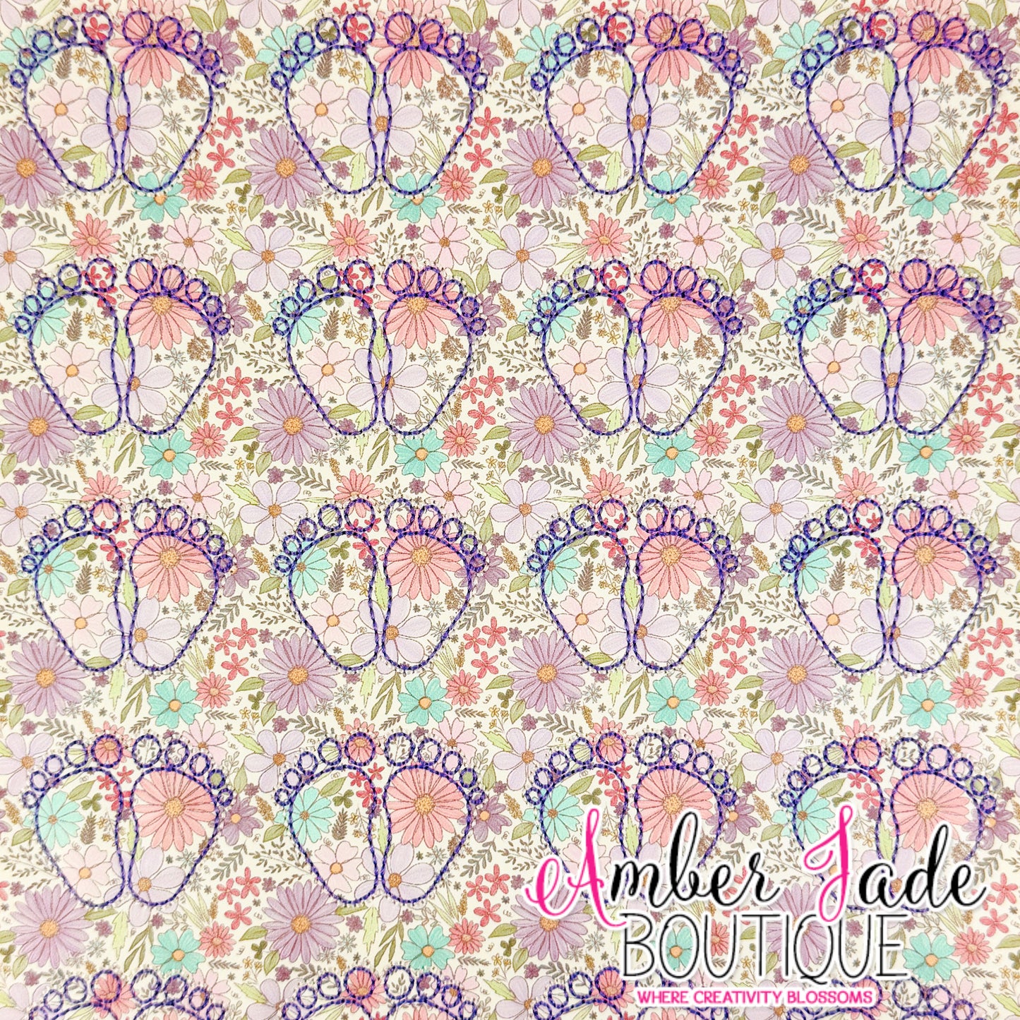 Baby Feet Floral - Purple