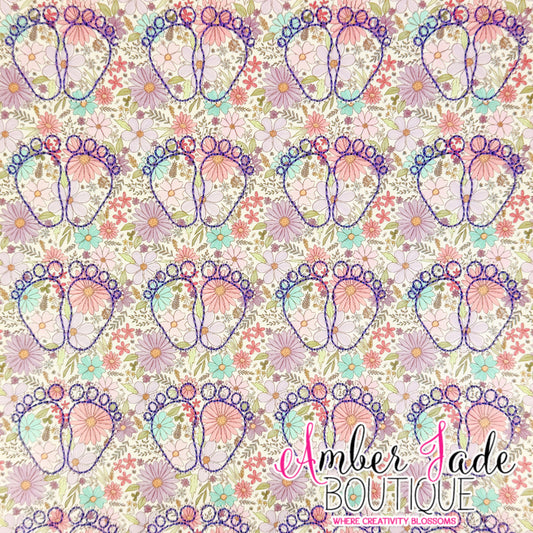 Baby Feet Floral - Purple
