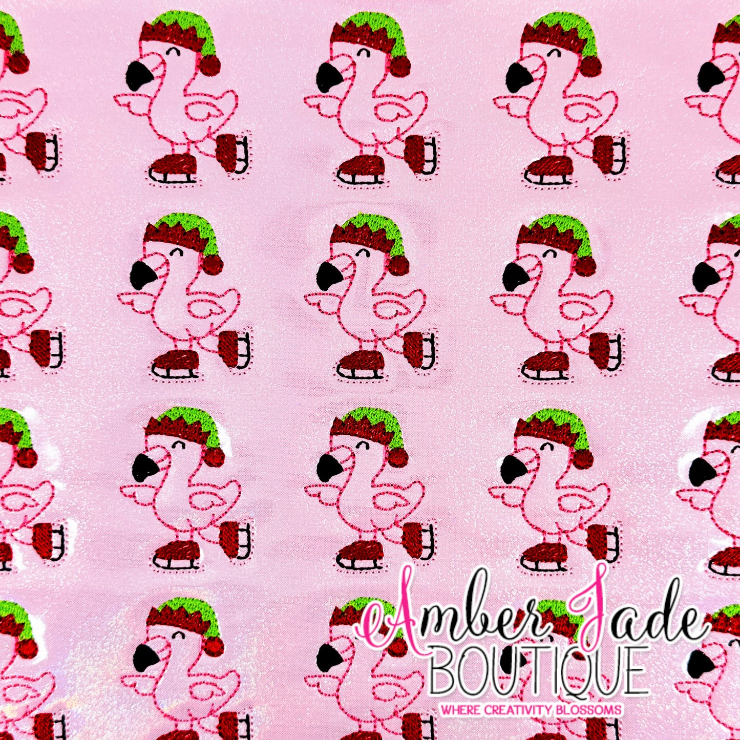 Winter Skating Flamingo