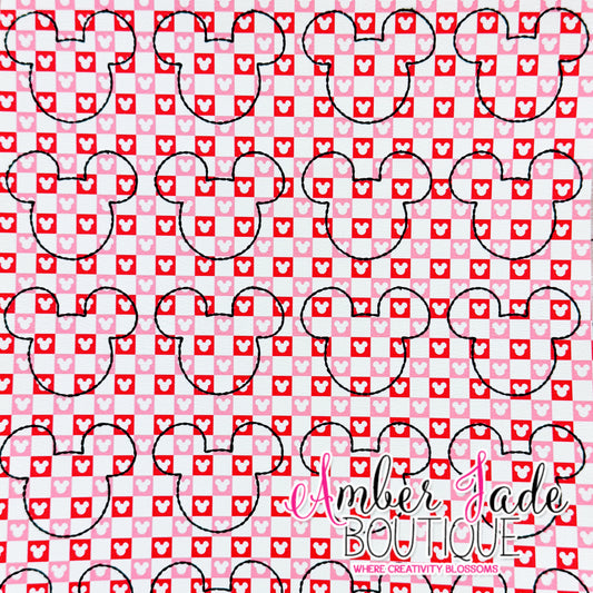 *LIMITED* Mickey - Valentine's Pink & Red Mouse Check
