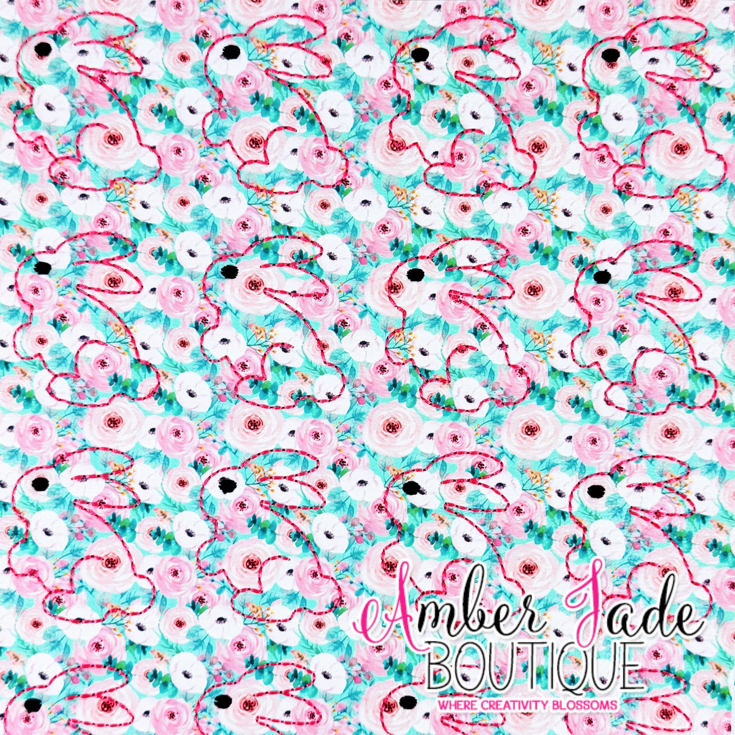 *LIMITED* Bunny Sweet - Watercolor Pink Floral on Mint