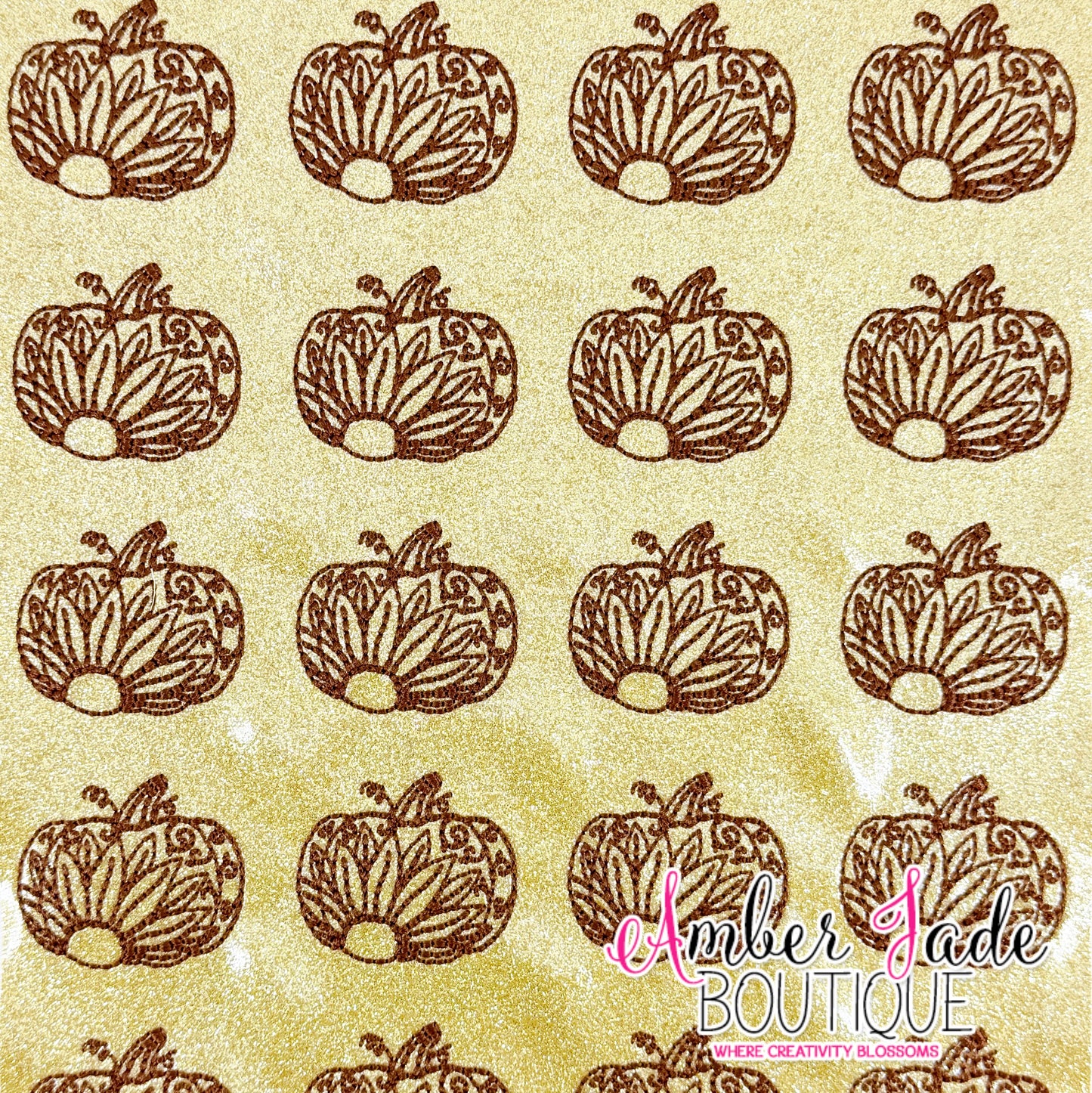 Pumpkin Sunflower Redwork - Light Gold