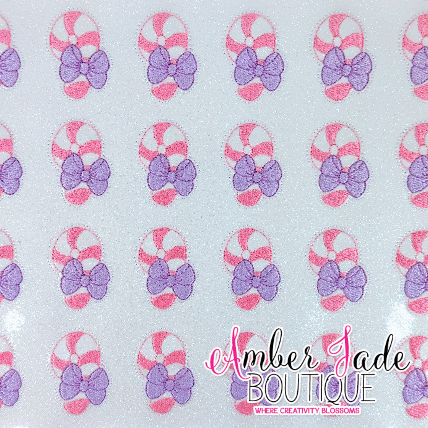 Candy Cane Bow - Pink with Purple Bow