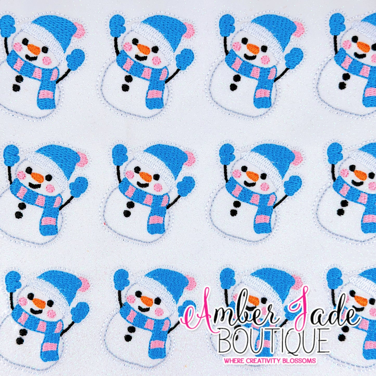 Scarf and Mittens Snowman - BLUE & PINK