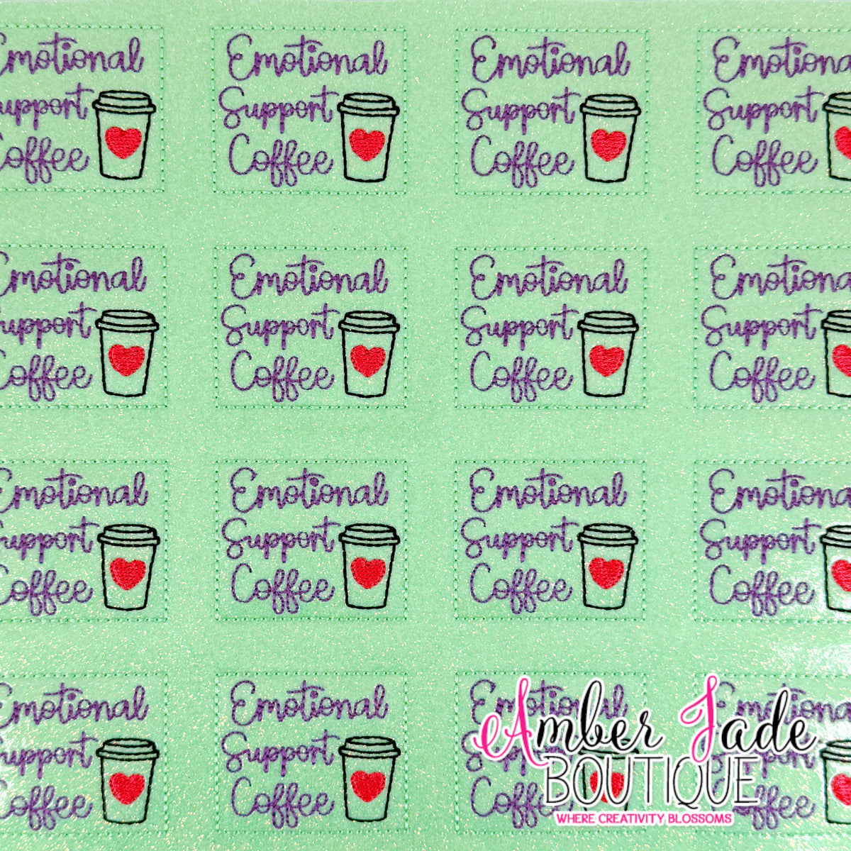 Emotional Support Coffee - MINT GLITTER