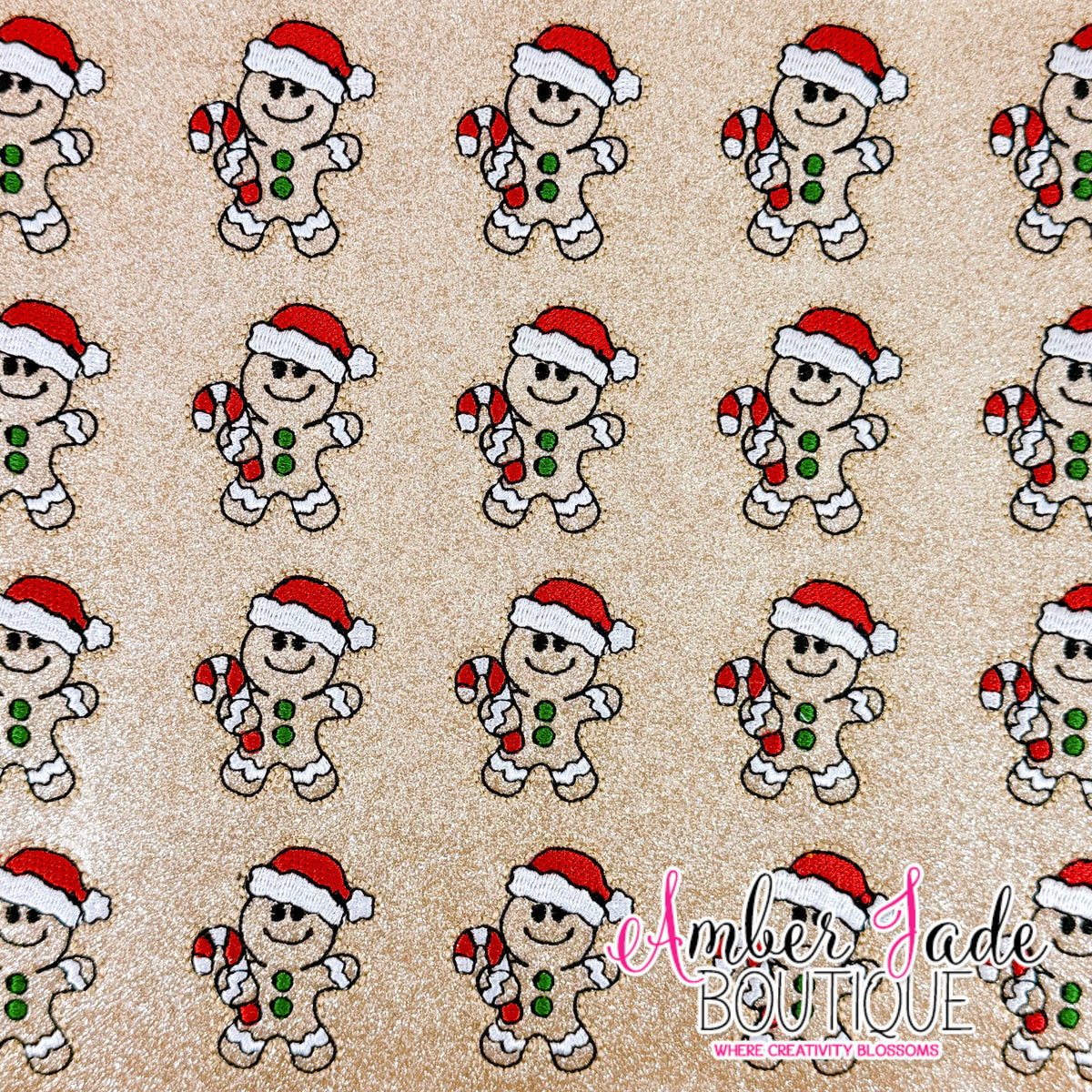 Christmas Gingerbread Santa Candy Cane - RED