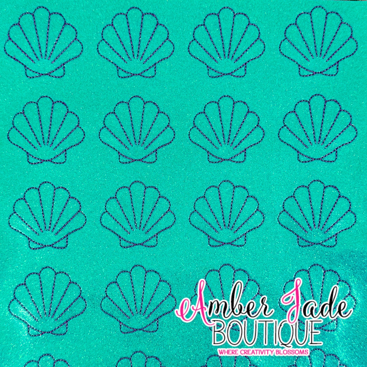 Seashell - Mint & Purple Glitter