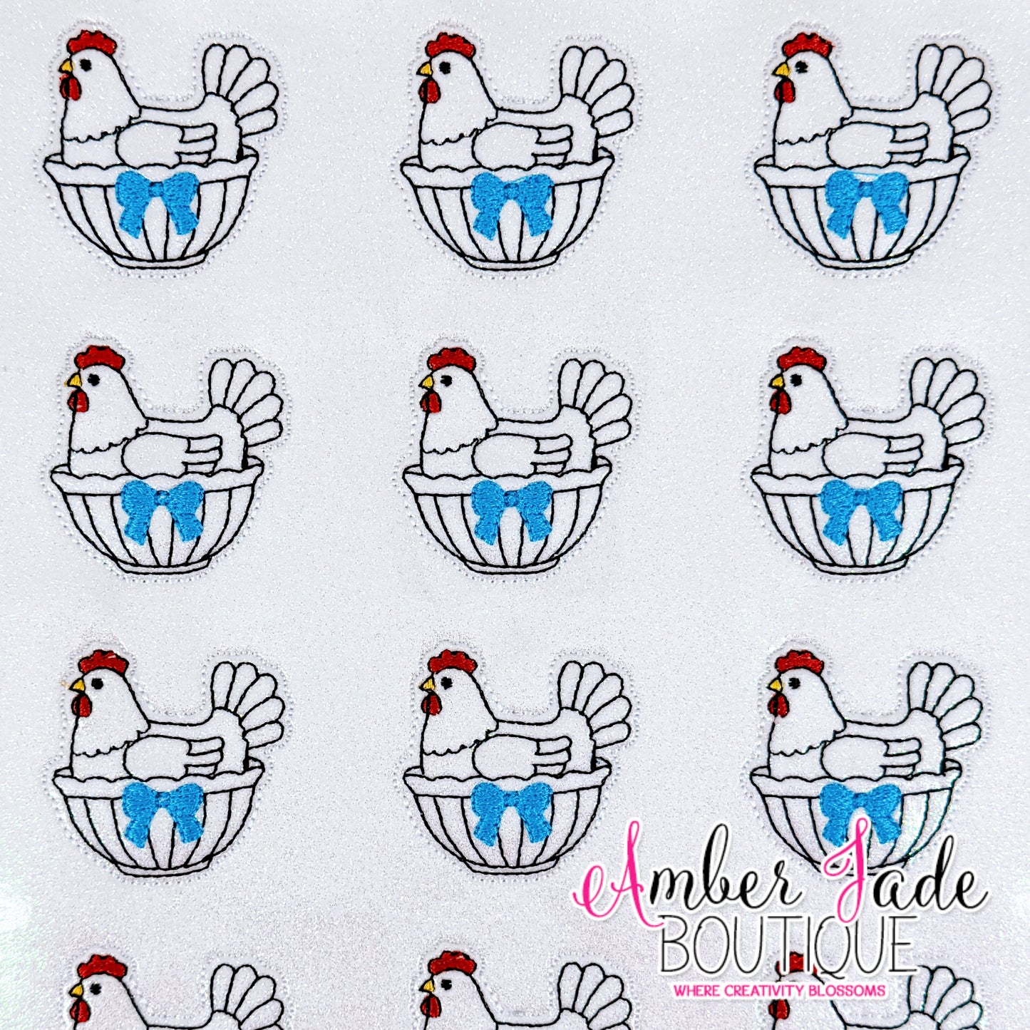 Nesting Hen - WHITE GLITTER