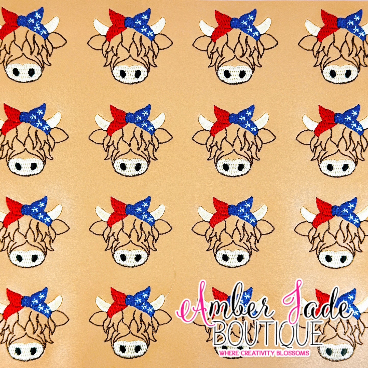Patriotic Bandana Highland Cow
