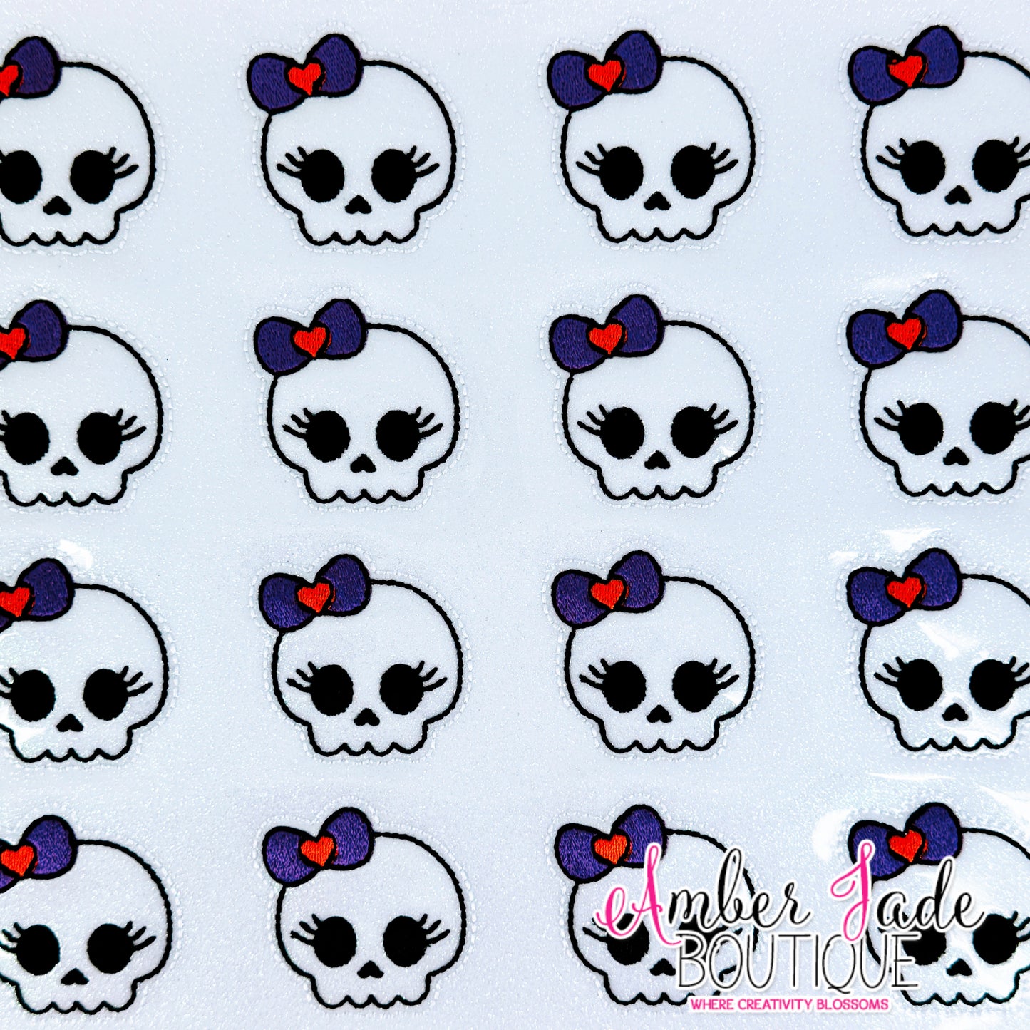 Skull Girl - Purple & Orange Bow