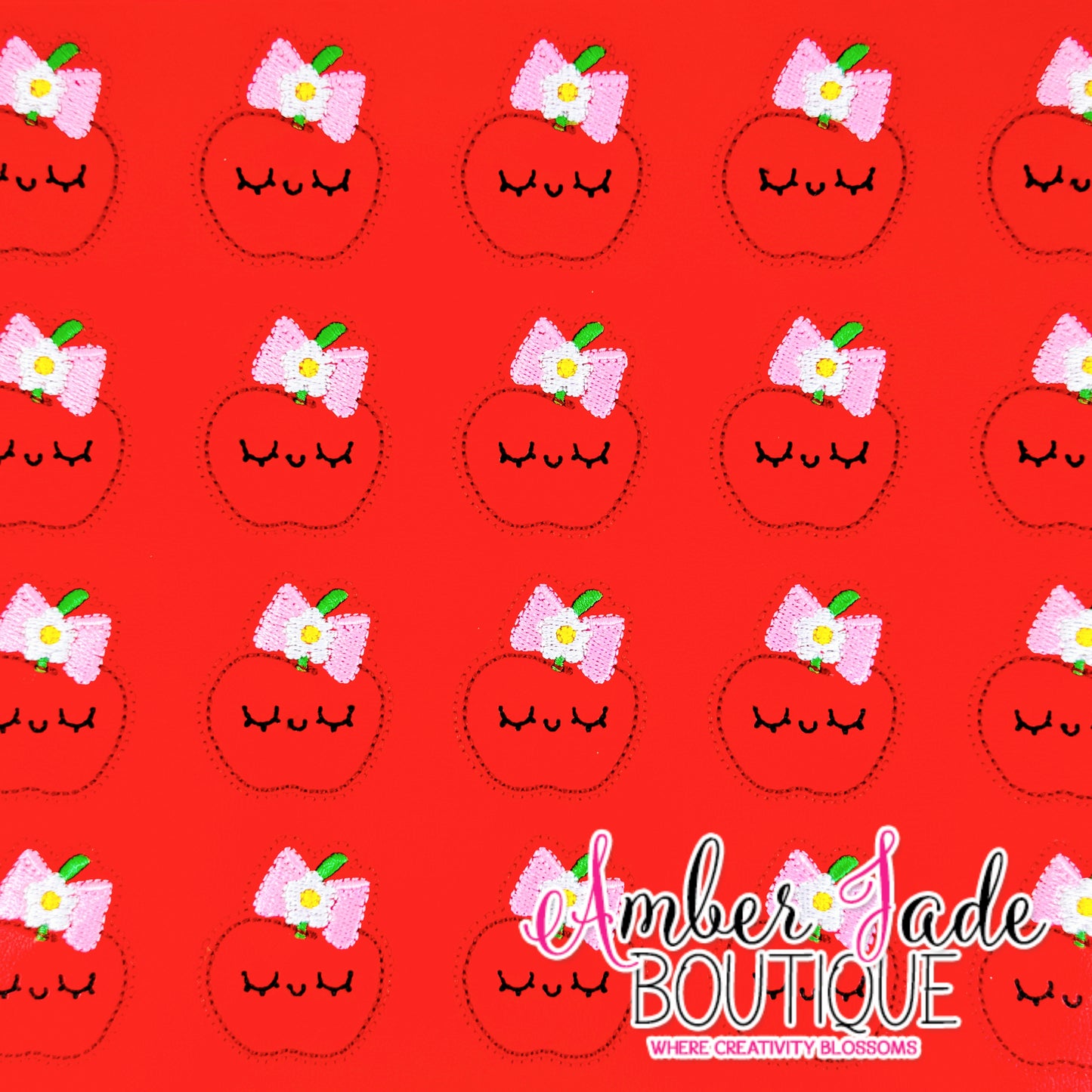 Red Apple with Pink Bow