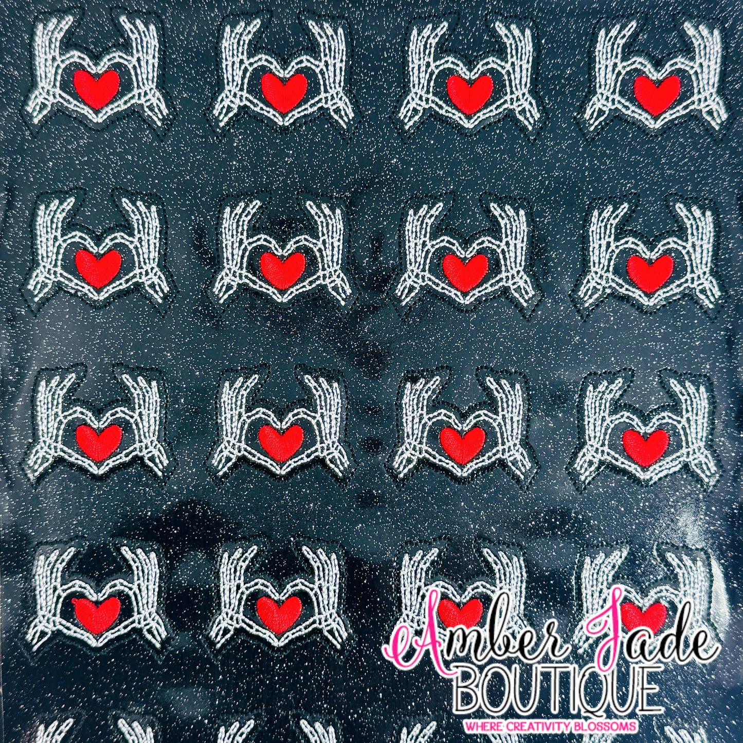 Skeleton Hands Heart - Black/Red