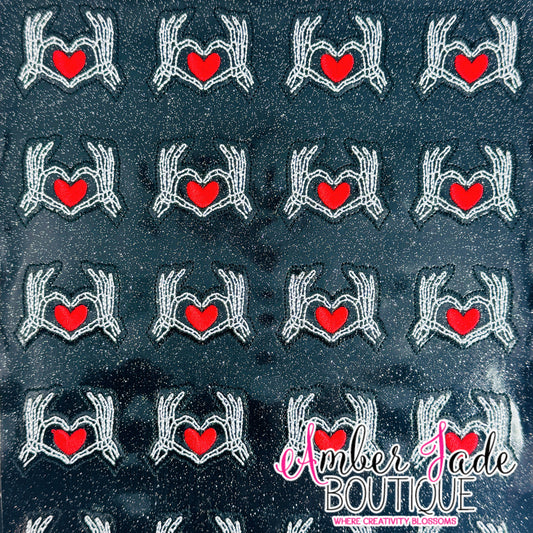 Skeleton Hands Heart - Black/Red