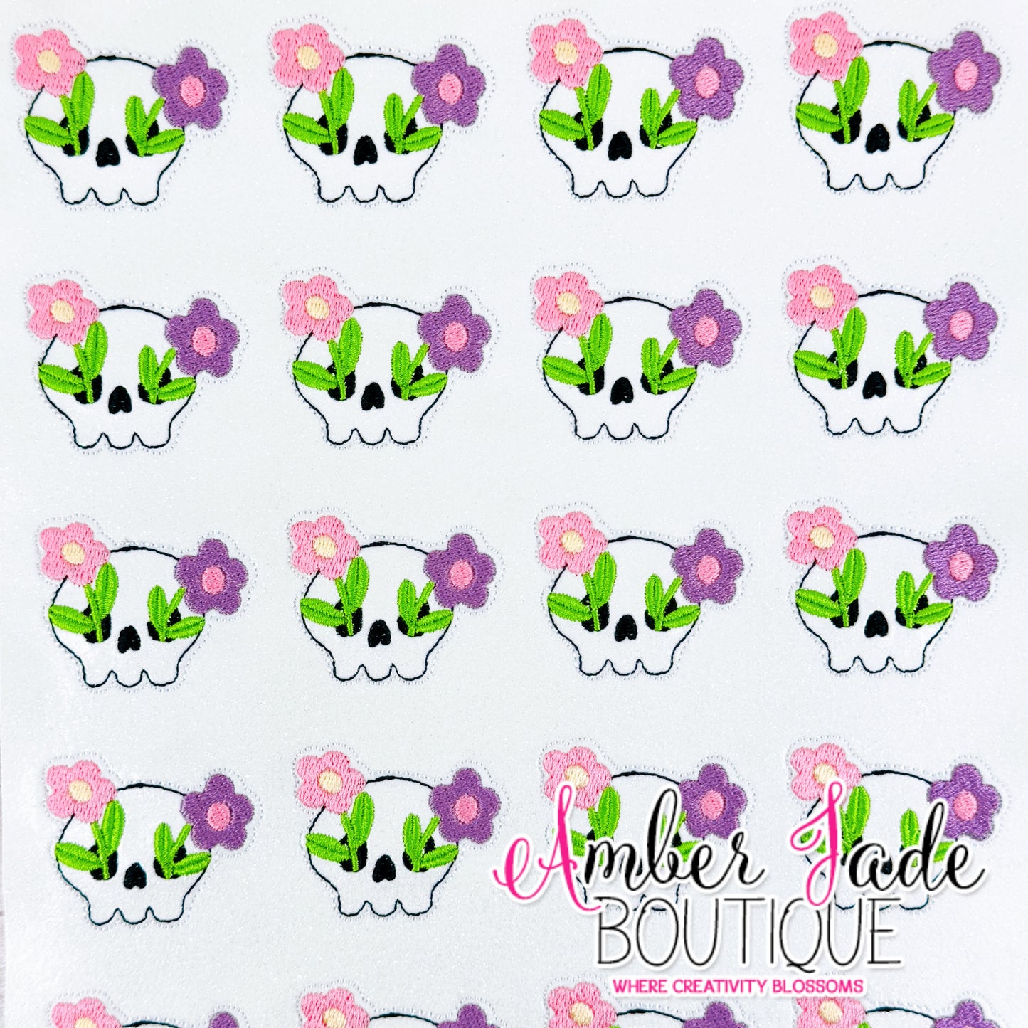 Retro Skull Flowers