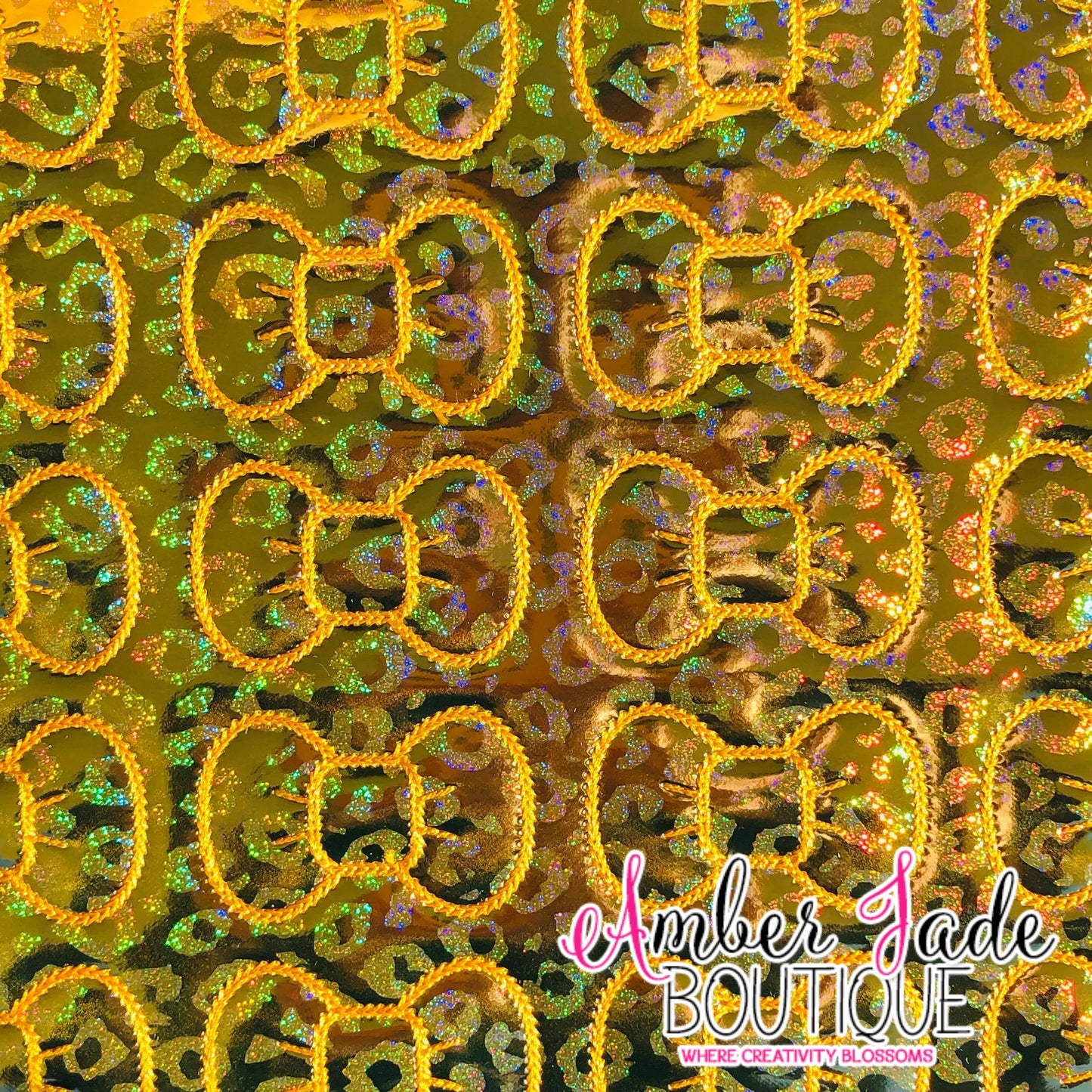 Holographic Leopard Bow - Gold