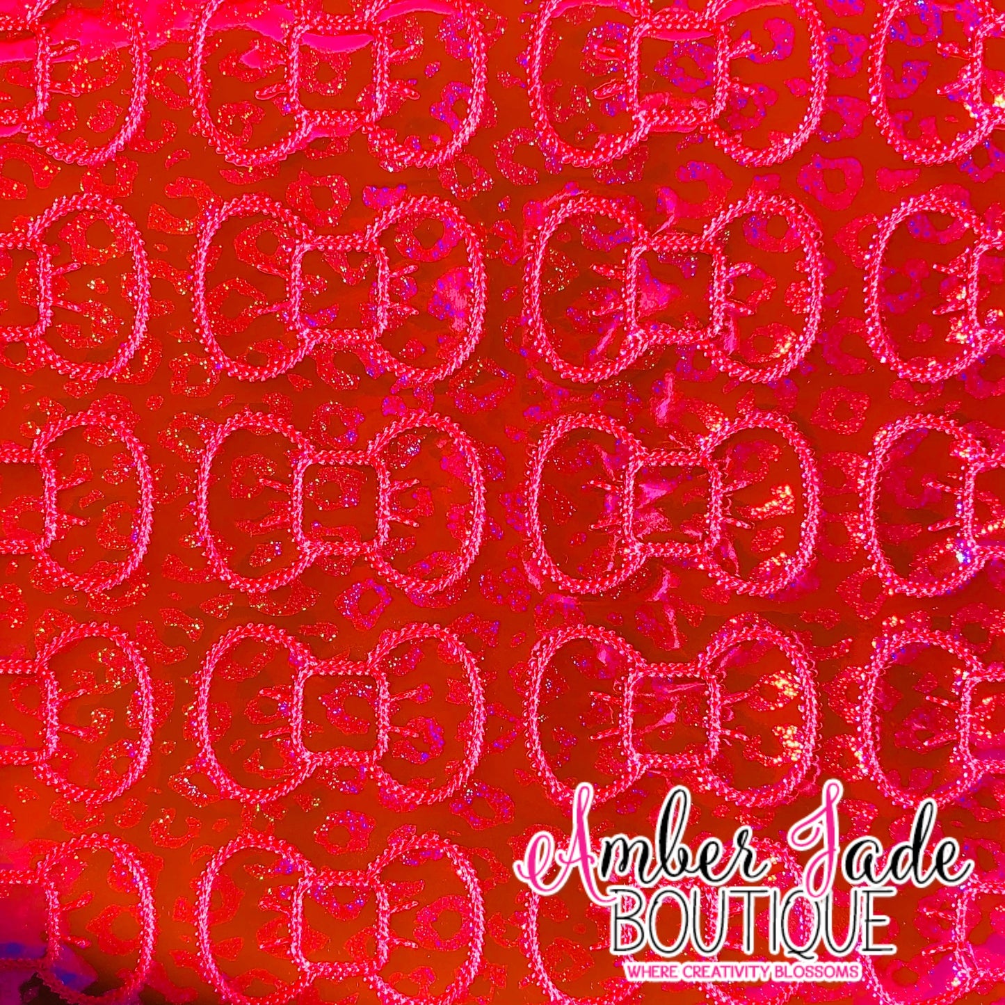 Holographic Leopard Bow - Fuschia