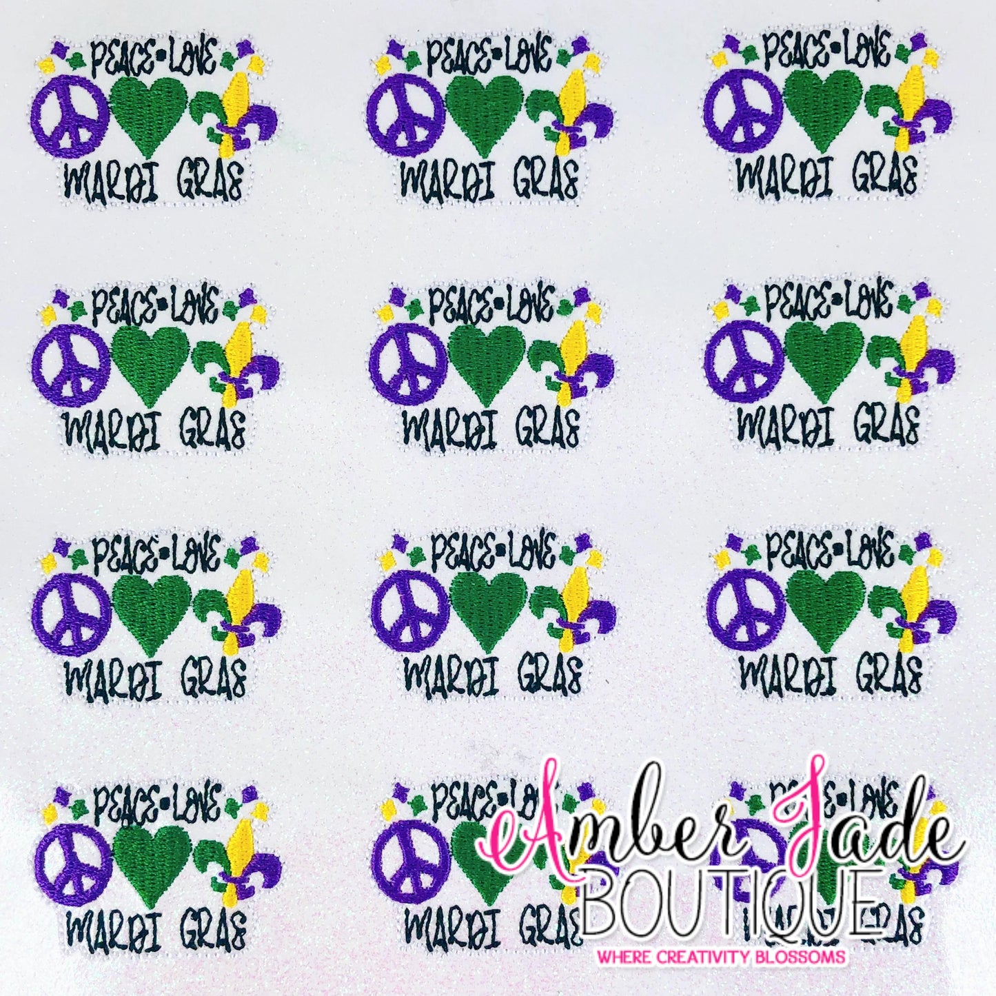 Peace Love Mardi Gras (Set o 3)