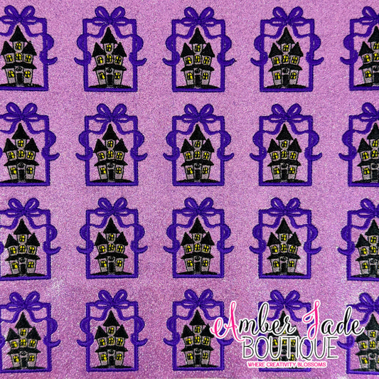 Vintage Haunted House Frame - Purple Glitter