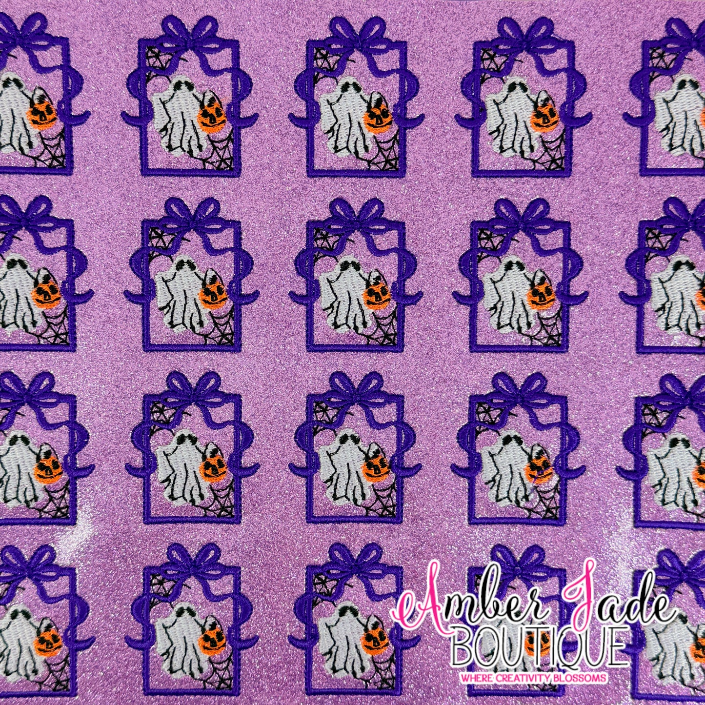 Vintage Ghost Web Frame - Purple Glitter