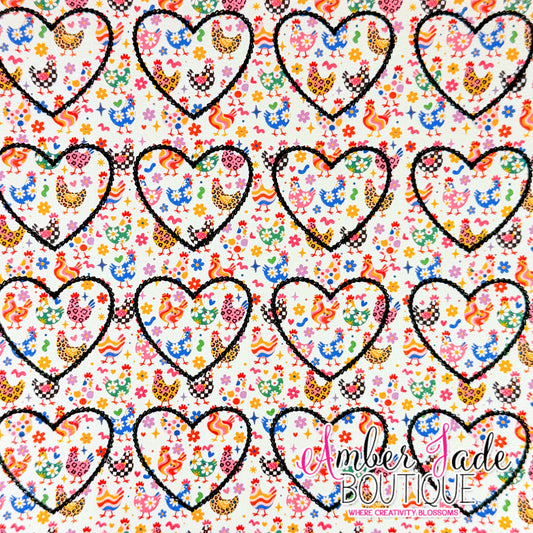 *LIMITED* Heart -Funky Retro Chickens