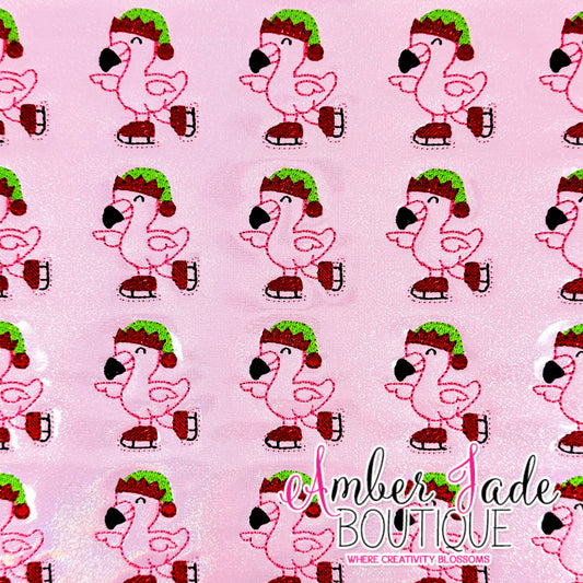 Winter Skating Flamingo