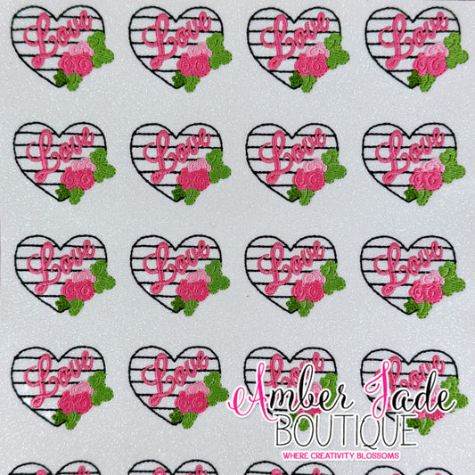 Floral Heart Stripe