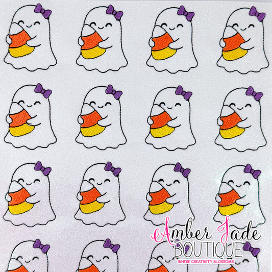 Candy Corn Ghost - Purple Bow