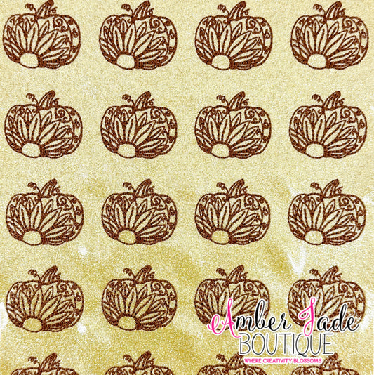 Pumpkin Sunflower Redwork - Light Gold