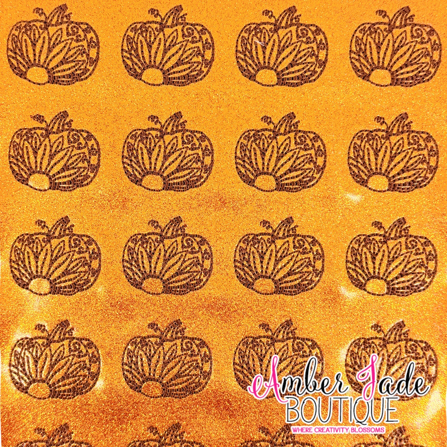 Pumpkin Sunflower Redwork - Orange