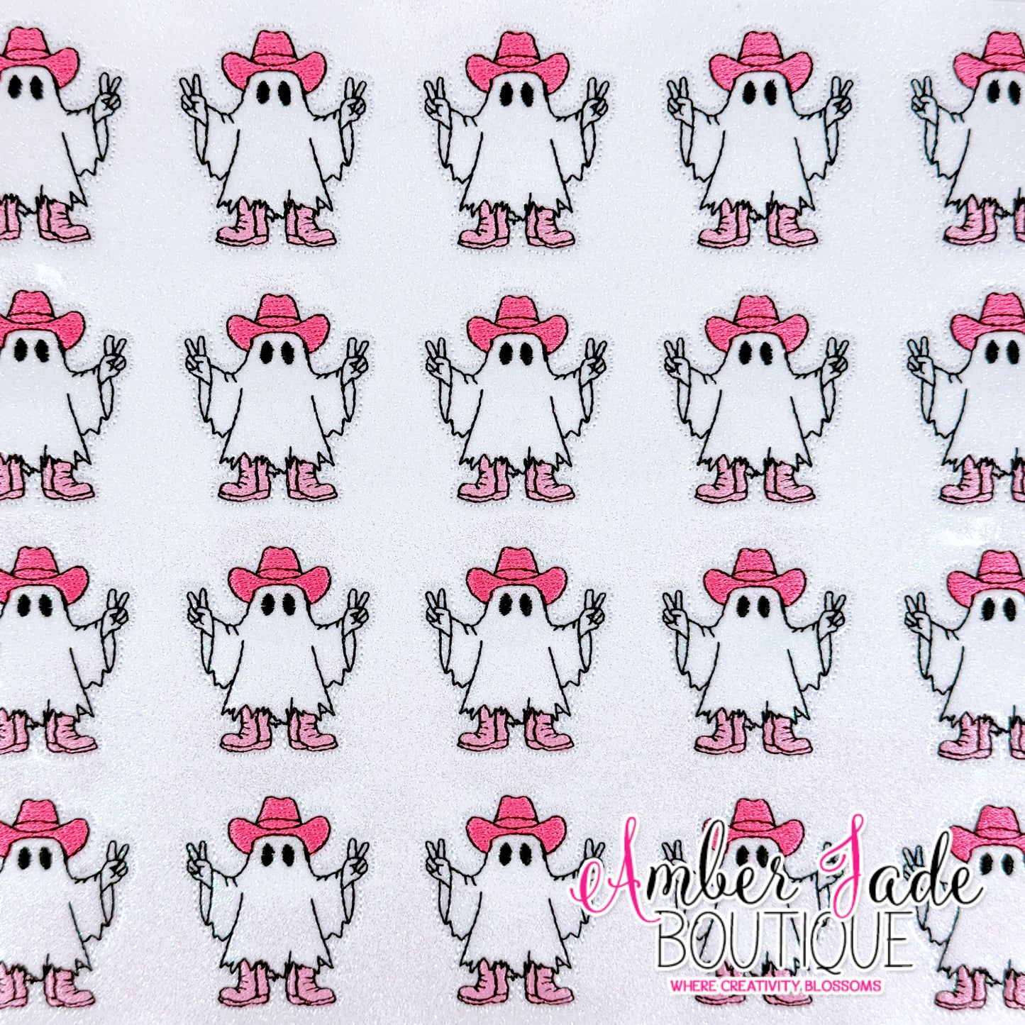 Cowboy Ghost Peace Signs - Pink