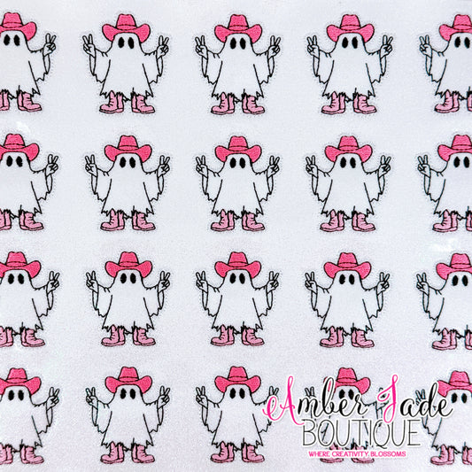 Cowboy Ghost Peace Signs - Pink
