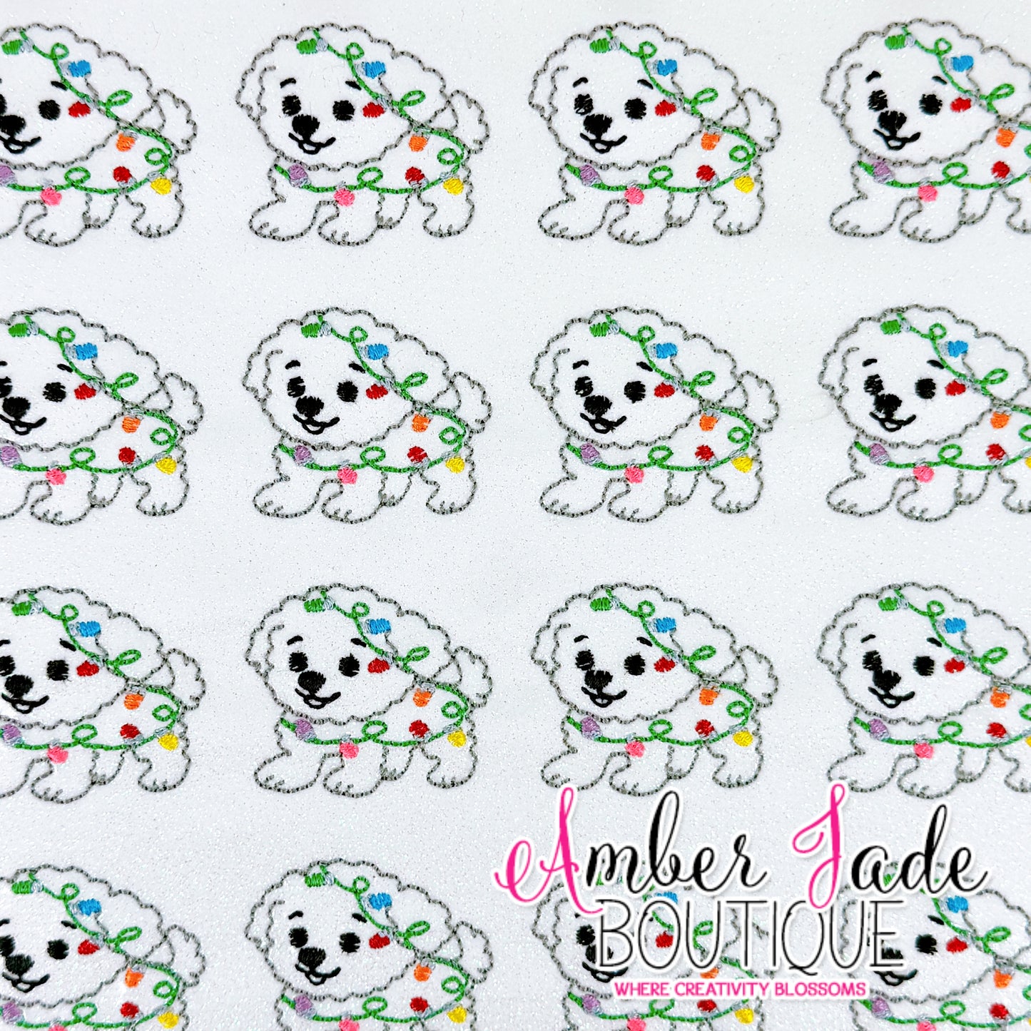 White Dog Christmas Lights