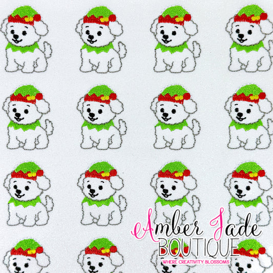 White Dog Christmas Elf