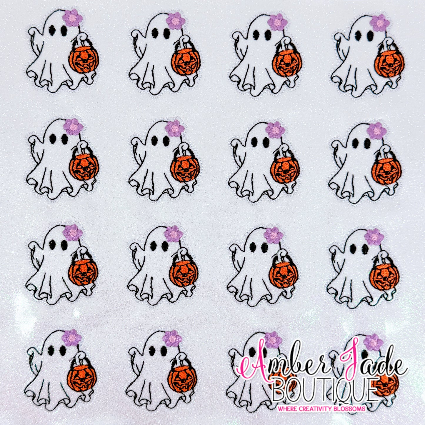 Flower Pumpkin Pail Ghost