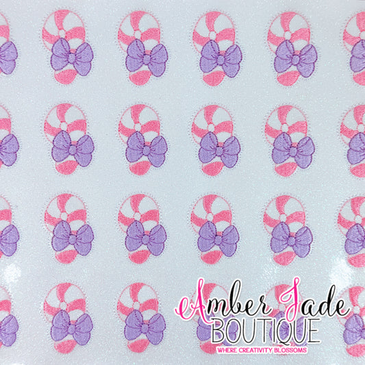Candy Cane Bow - Pink with Purple Bow