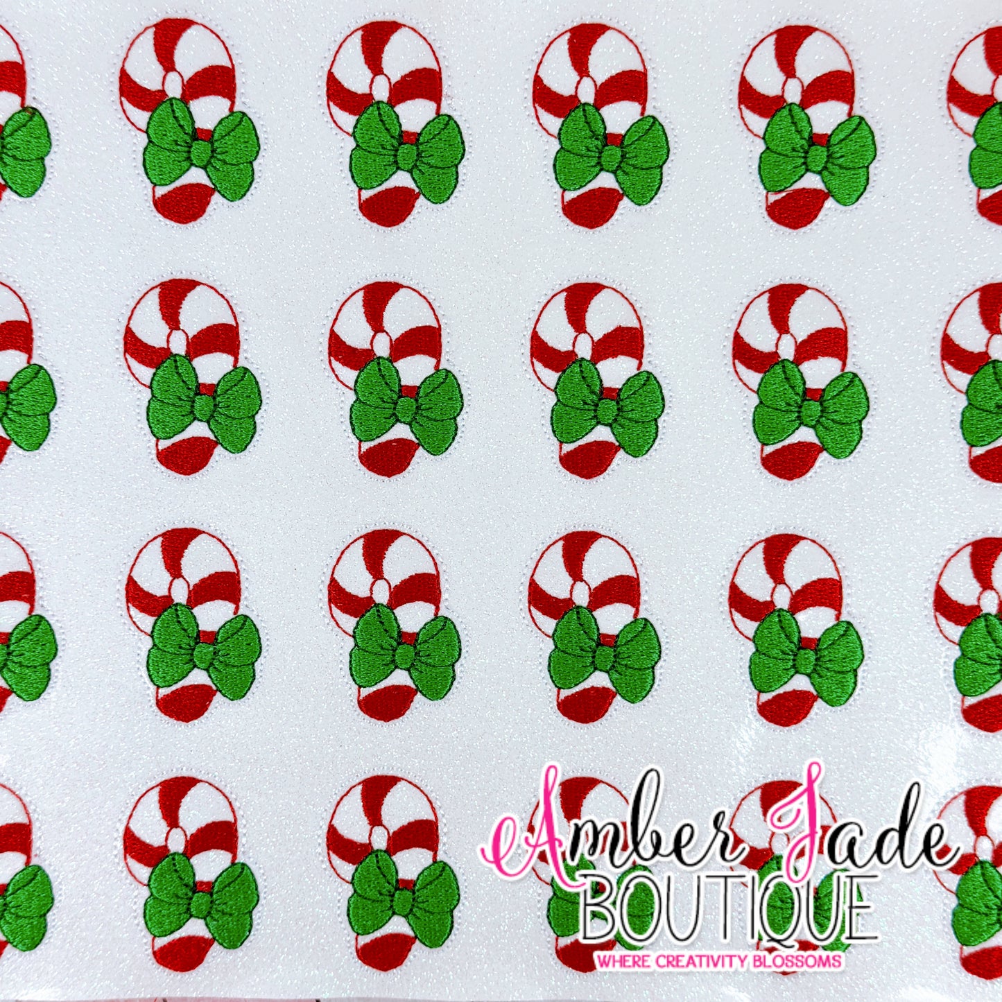Candy Cane Bow - Red with Green Bow