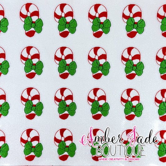 Candy Cane Bow - Red with Green Bow