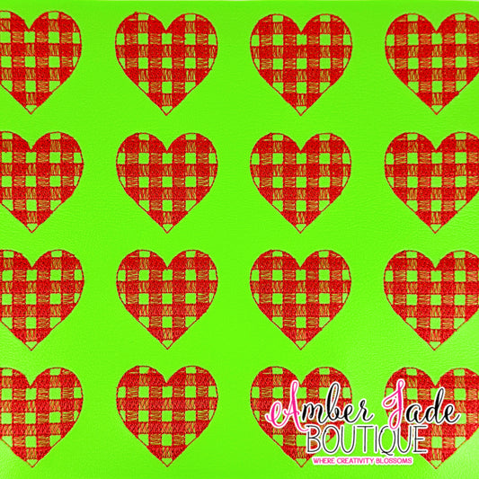 Plaid Heart - Green & Red