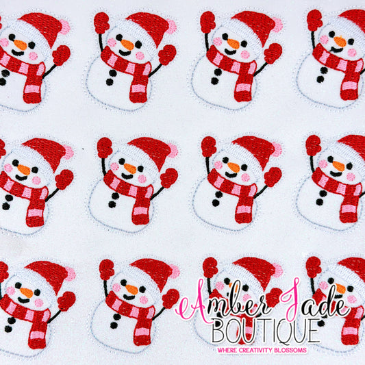 Scarf and Mittens Snowman - RED & PINK