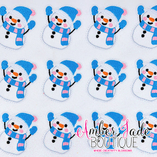 Scarf and Mittens Snowman - BLUE & PINK