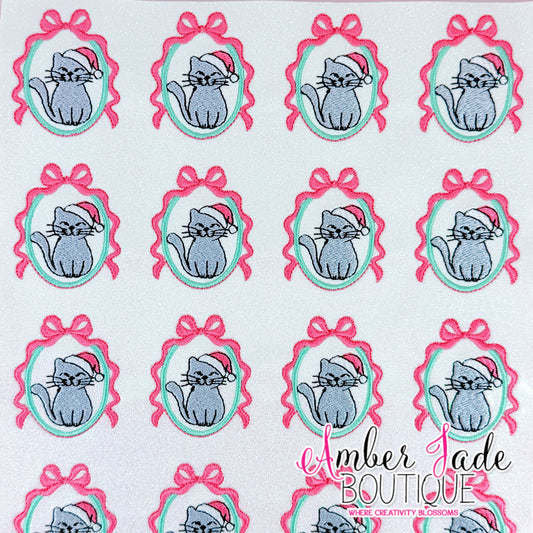 Christmas Cat Frame - Pink & Mint