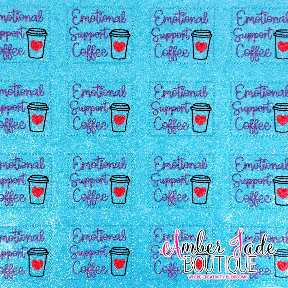 Emotional Support Coffee - BLUE GLITTER
