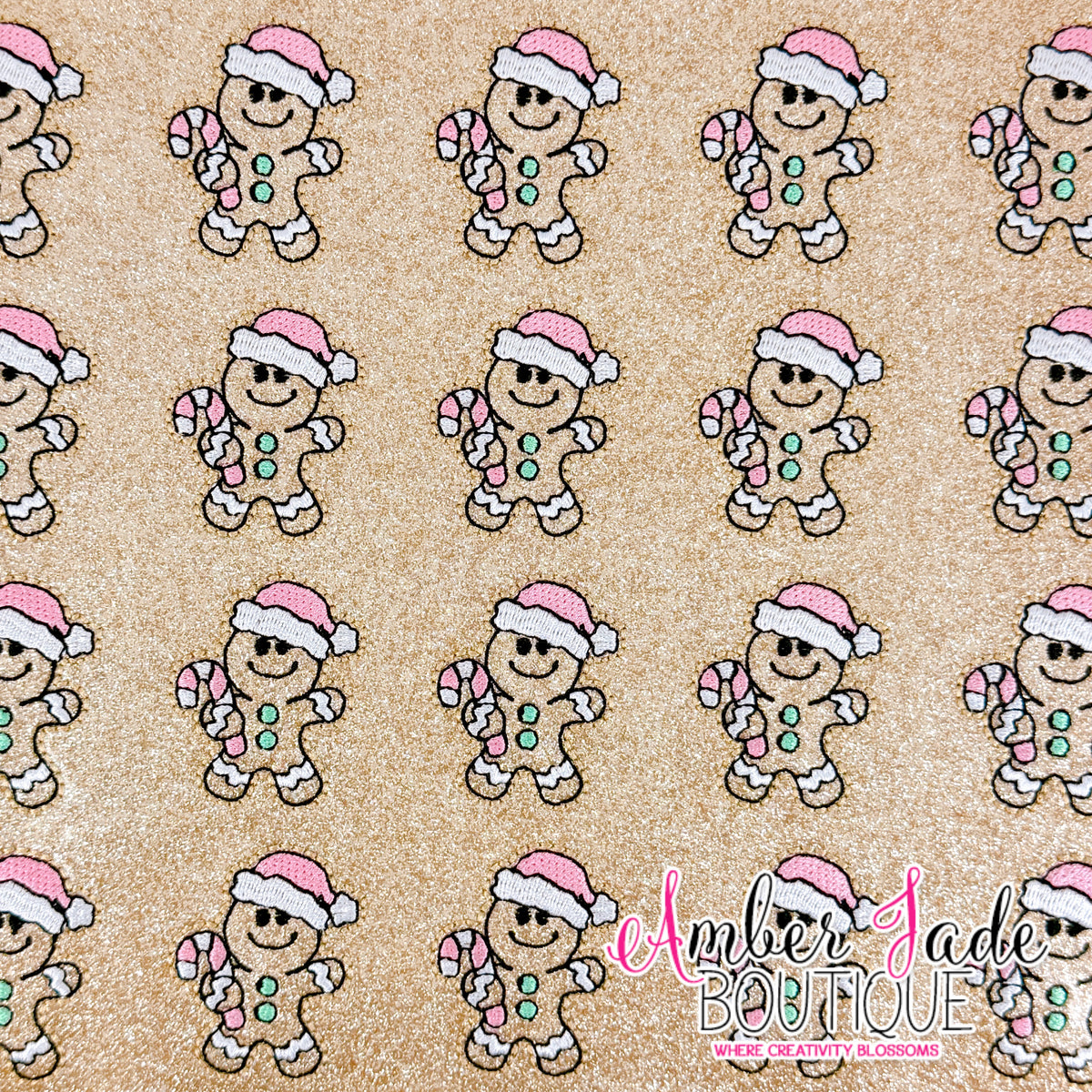 Christmas Gingerbread Santa Candy Cane - PINK